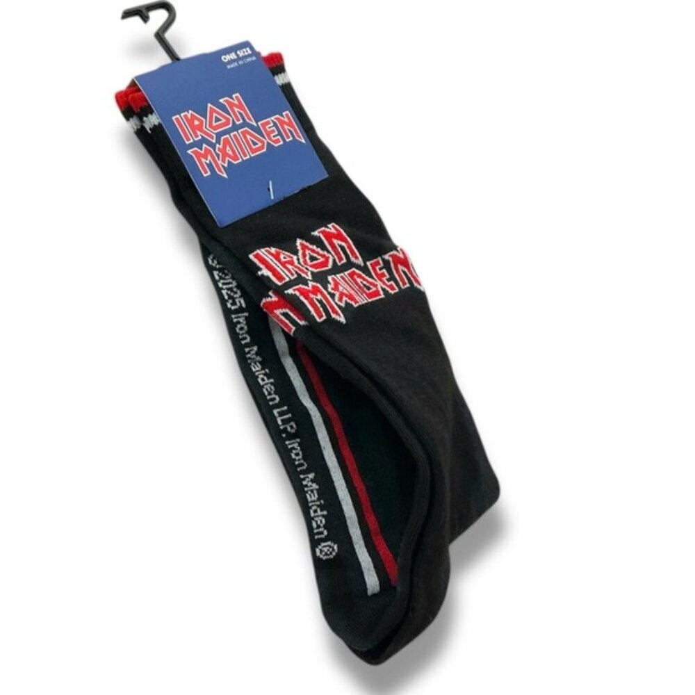 Iron Maiden Band Socks Novelty Fun Men’s Unisex Black Red Adult One Size 7-12 - Picture 9 of 16